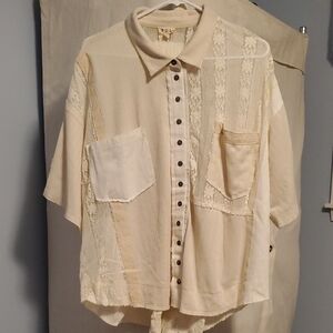 POL Women's Cream Lace Blouse